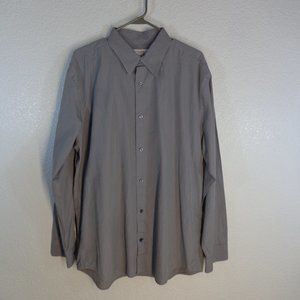 Men's BANANA REPUBLIC Gray Fitted Long Sleeve Dress Shirt Size XL 17-17.5